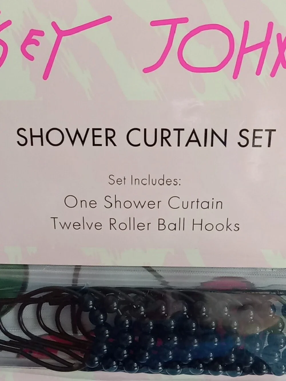 Betsey Johnson Pink Cherry Shower Curtain Set with Green Leaves